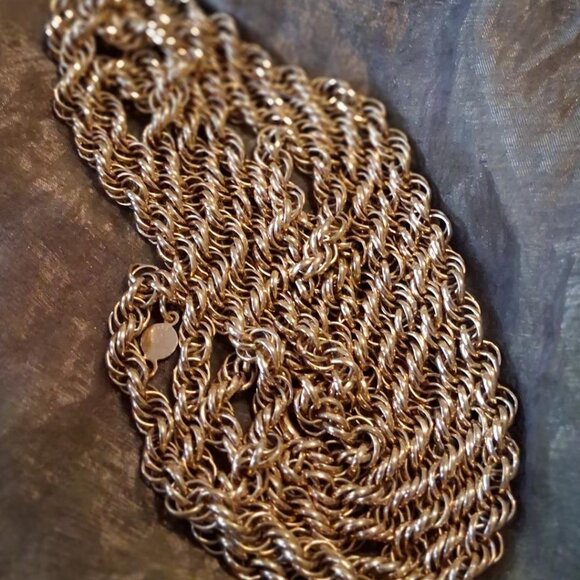 Vintage Accessocraft Gold Tone Diamond Cut Rope Chain Necklace - Picture 3 of 6